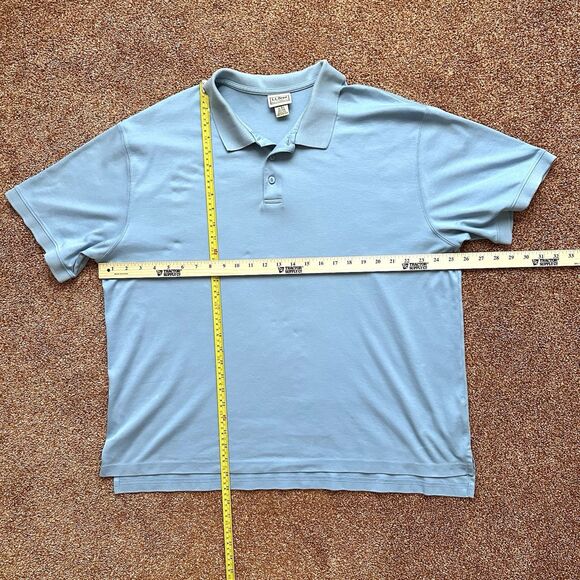 L.L. Bean Mens Polo Top XL Pima Cotton Light Blue Short Sleeve Golf Callout - Picture 6 of 9